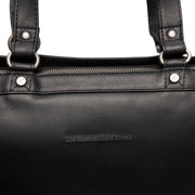 Solid Antique Brass Hardware &amp; Heavy-Duty Dual Zipper Detail on Manly Full-Grain Leather Laptop Bag til Kvinder