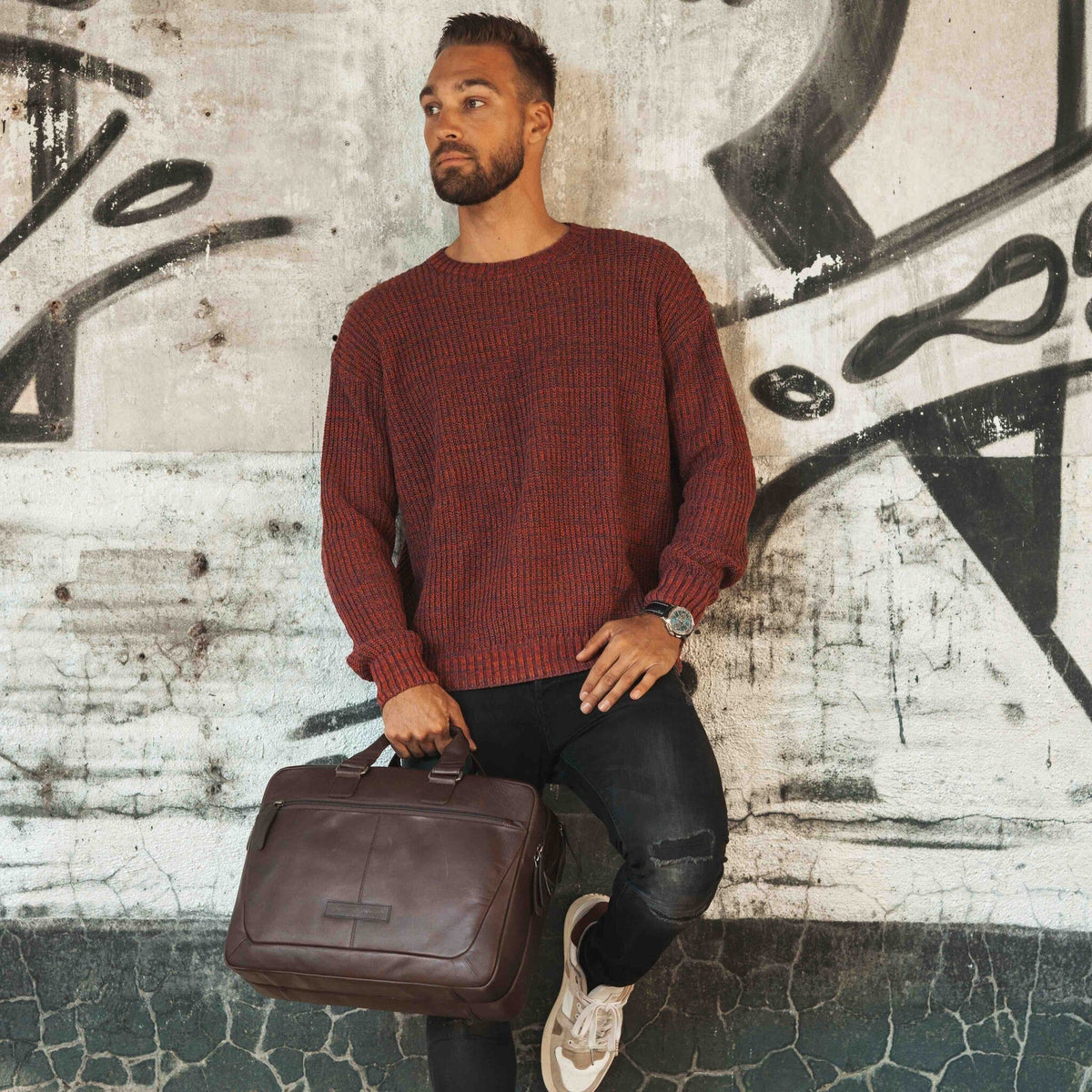 Seth Full-Grain Leather Laptop Bag til Mænd – alternate product view 3
