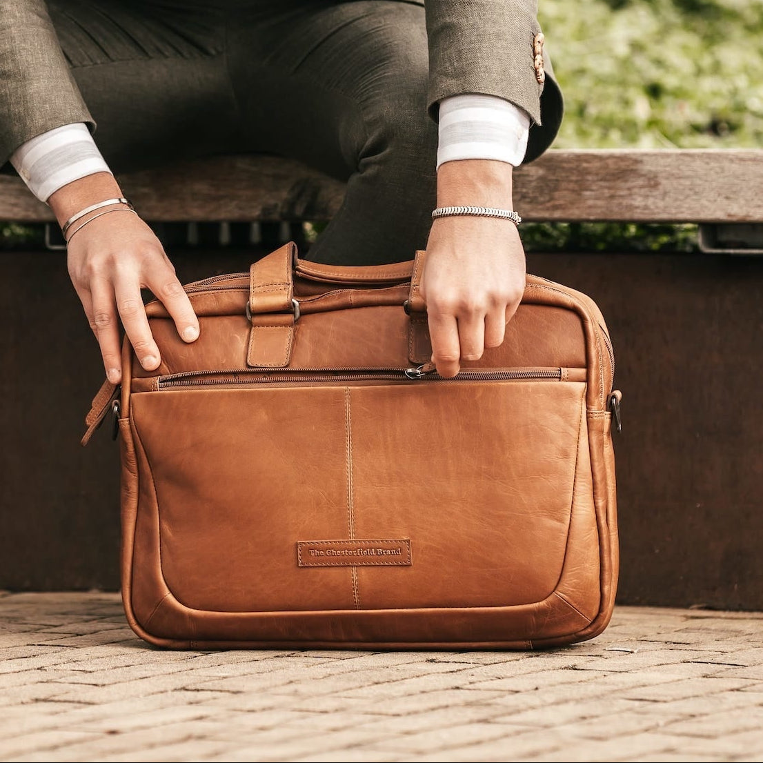 Seth Full-Grain Leather Laptop Bag til Mænd – alternate product view 2