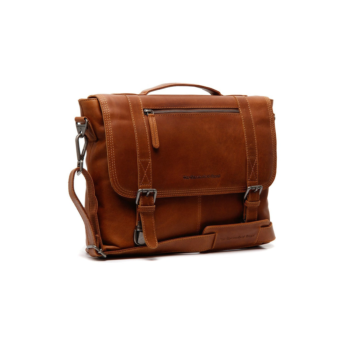 Veneto Full-Grain Leather Laptop Bag til Kvinder in Classic 100% Full-Grain Leather - Full Exterior Front Profile View | Buy Online