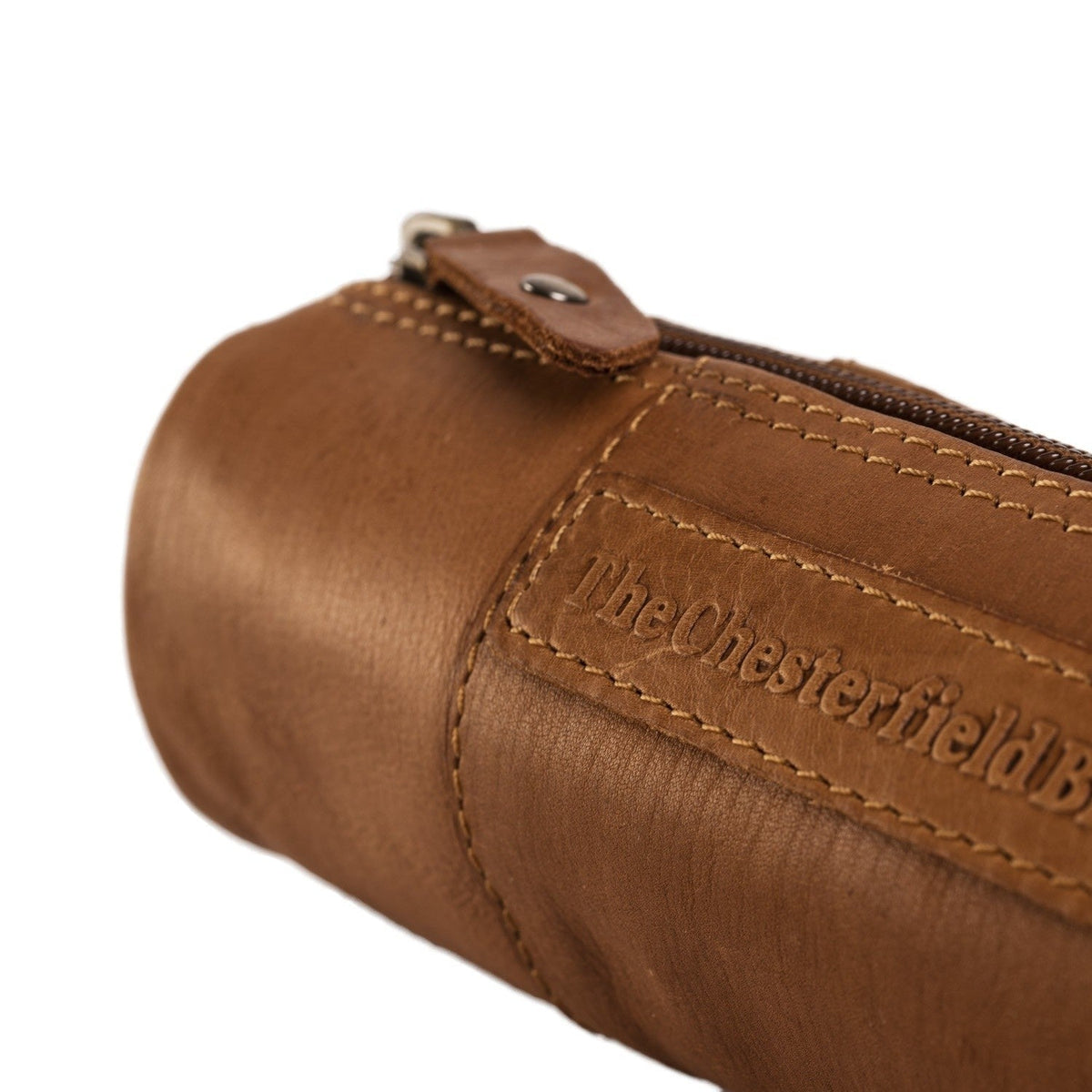 Cognac Leather Pencil Case Lea til Kvinder, detail view 3