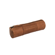 Cognac Leather Pencil Case Lea til Kvinder, front view