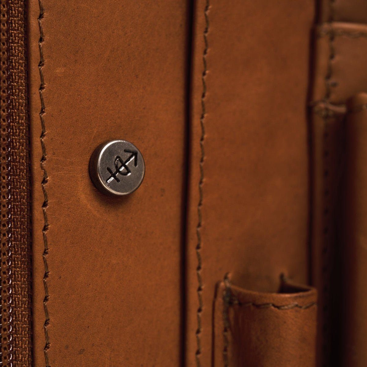 Cognac Leather Portfolio Barnet til Kvinder, detail view 4