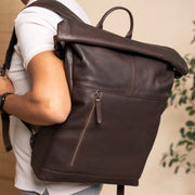Liverpool Full-Grain Leather Roll-top Backpack til Kvinder – alternate product view 2