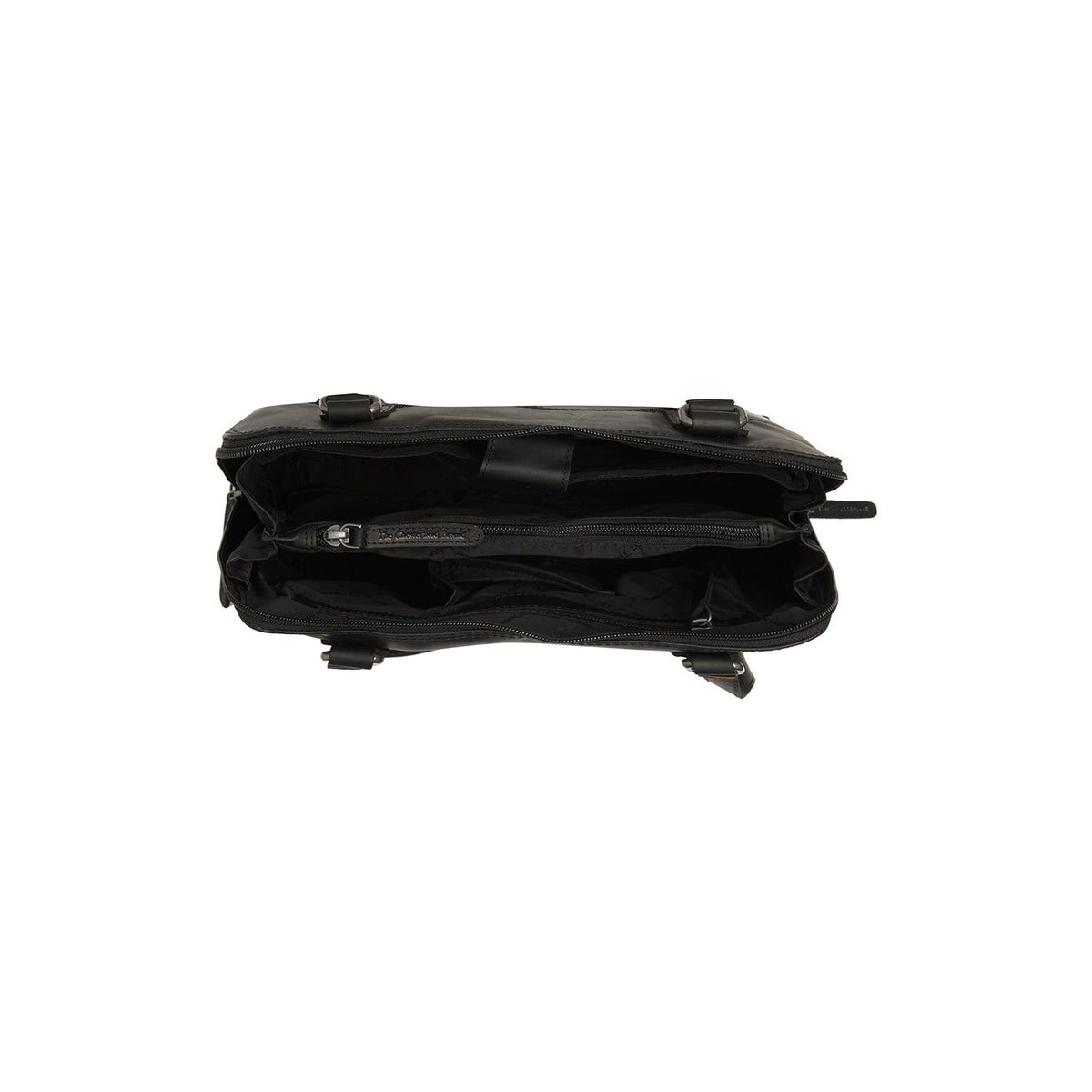Solid Antique Brass Hardware &amp; Heavy-Duty Dual Zipper Detail on Belgrado Full-Grain Leather Shoulder Bag til Kvinder
