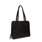 Flint Full-Grain Leather Shoulder Bag til Kvinder in Classic 100% Full-Grain Leather - Full Exterior Front Profile View | Buy Online