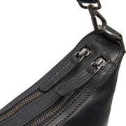 Moneva Full-Grain Leather Shoulder Bag til Kvinder - Structured Side Profile Showing Gusset Depth &amp; Expansion Capacity