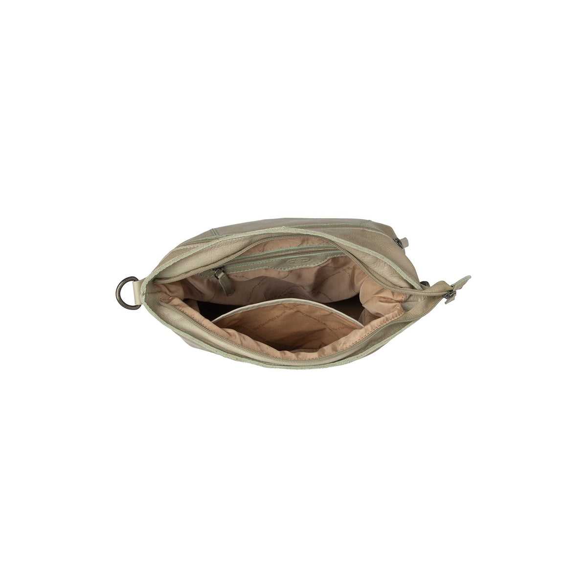 Solid Antique Brass Hardware &amp; Heavy-Duty Dual Zipper Detail on Sintra Full-Grain Leather Shoulder Bag til Kvinder