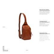 Cognac Leather Sling Bag Riga til Kvinder, detail view 6