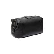 Tailored Rib Cuffs &amp; Hem Craftsmanship Construction Detail on Biassa Full-Grain Leather Toiletry Bag til Kvinder