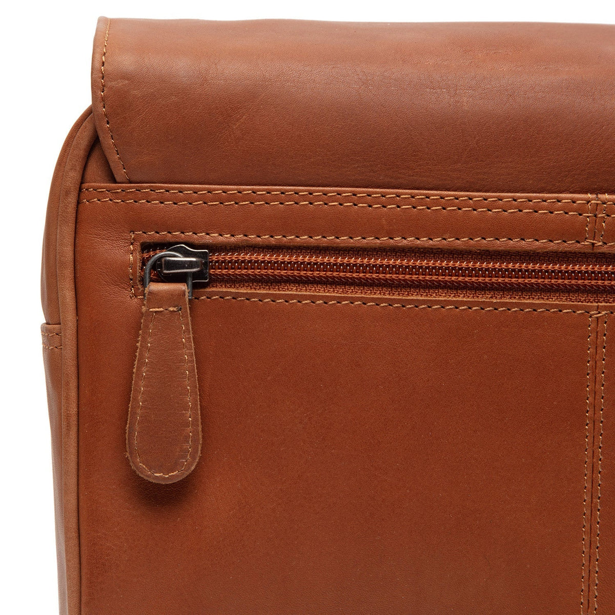 Cognac Leather Toiletry Bag Rosario, detail view 3