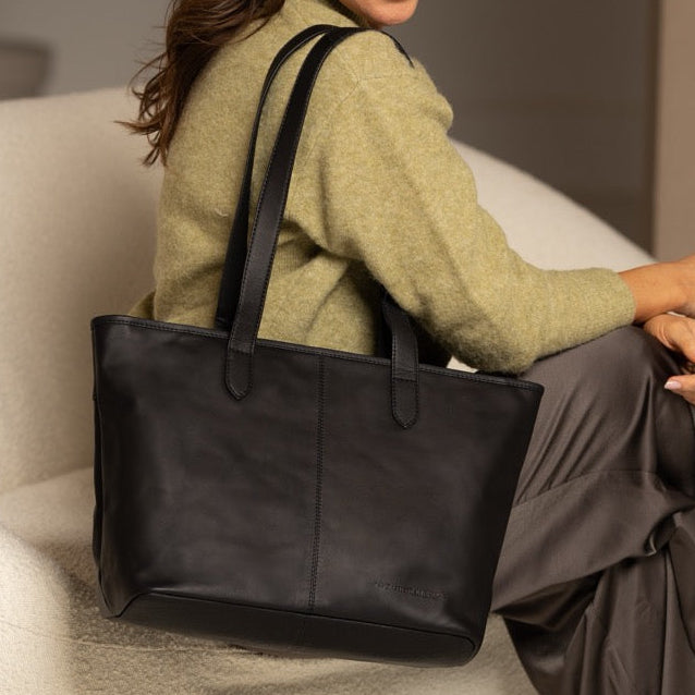 Classic 100% Full-Grain leather Bag - Bagfra med forstærkede læderremme og syninger