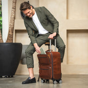Leather Trolley San Marino til Kvinder - Lateral Side Profile View Showing Sleeve Cut &amp; Athletic Taper Fit