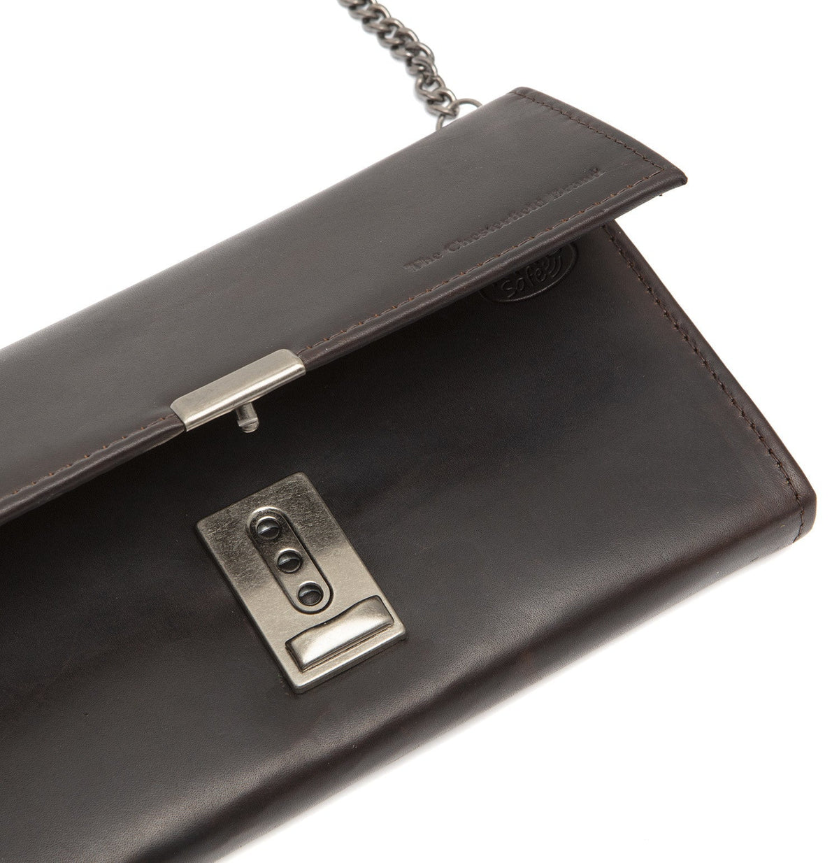 Solid Antique Brass Hardware &amp; Heavy-Duty Dual Zipper Detail on Bora Full-Grain Leather Waiter Wallet til Kvinder