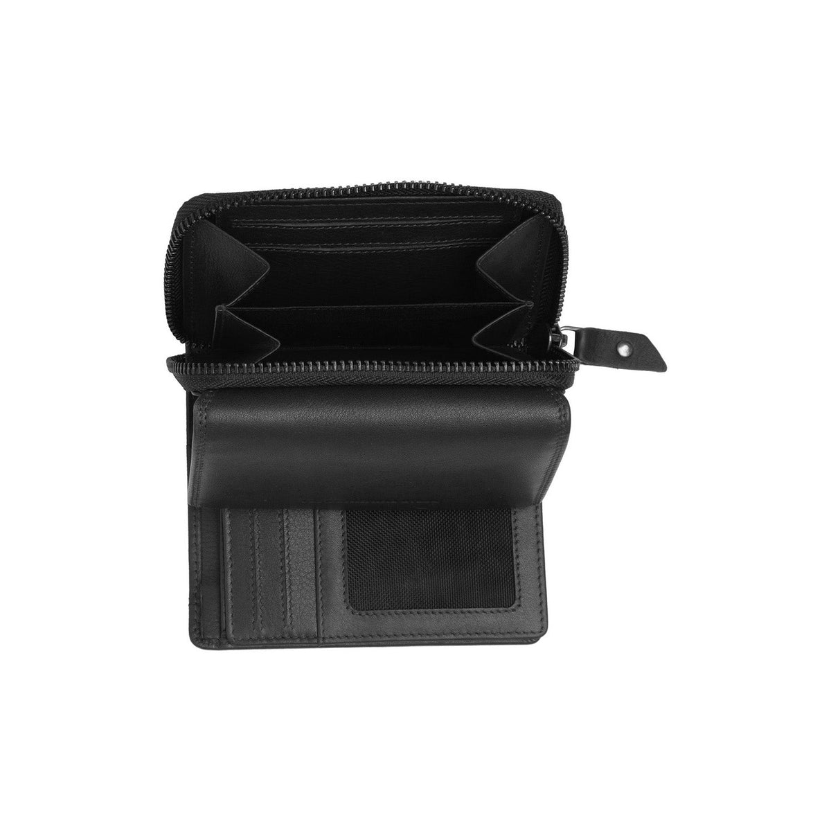 Solid Antique Brass Hardware &amp; Heavy-Duty Dual Zipper Detail on Aldra Full-Grain Leather Wallet til Kvinder