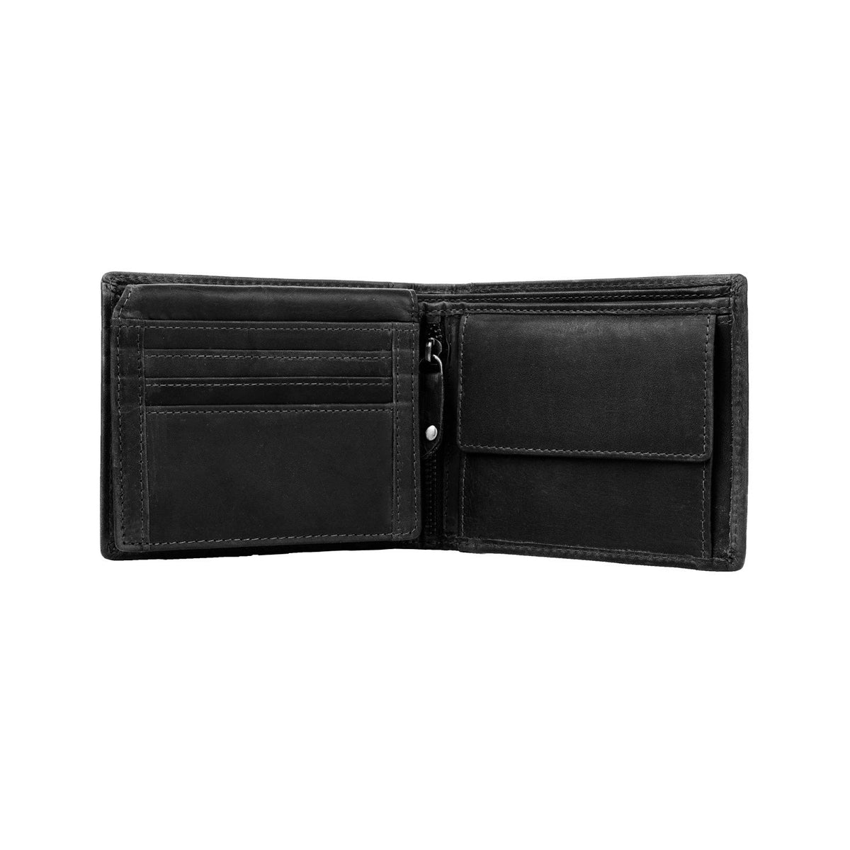 Alvina Full-Grain Leather Wallet til Mænd - Structured Side Profile Showing Gusset Depth &amp; Expansion Capacity