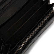 Solid Antique Brass Hardware &amp; Heavy-Duty Dual Zipper Detail on Arvento Full-Grain Leather Wallet til Kvinder
