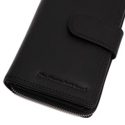 Solid Antique Brass Hardware &amp; Heavy-Duty Dual Zipper Detail on Charlotte Full-Grain Leather Wallet til Kvinder