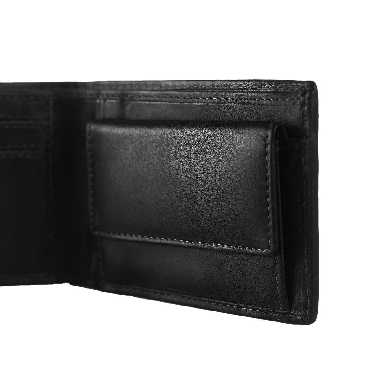 Enzo Full-Grain Leather Wallet til Mænd - Structured Side Profile Showing Gusset Depth &amp; Expansion Capacity