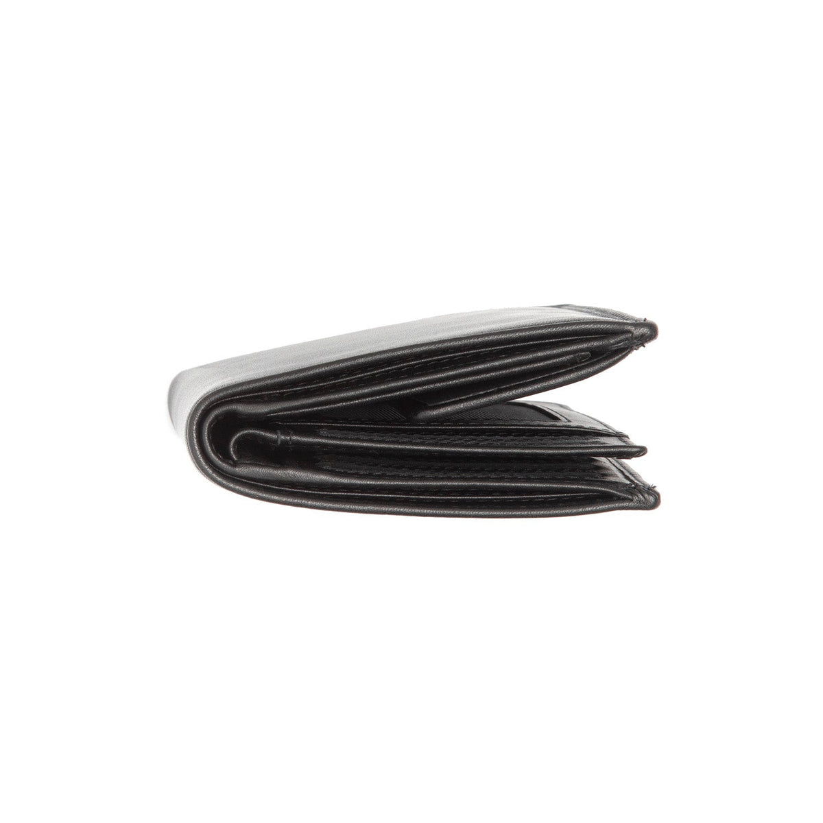 Hanson Full-Grain Leather Wallet til Mænd - Structured Side Profile Showing Gusset Depth &amp; Expansion Capacity
