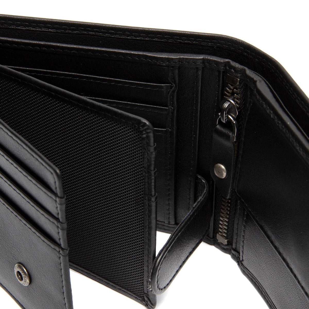 Hendrick Full-Grain Leather Wallet til Mænd - Structured Side Profile Showing Gusset Depth &amp; Expansion Capacity