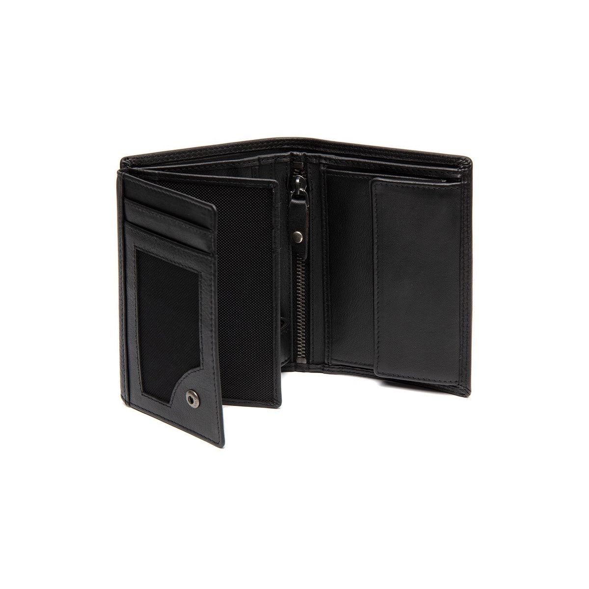 Solid Antique Brass Hardware &amp; Heavy-Duty Dual Zipper Detail on Leroy Full-Grain Leather Wallet til Mænd