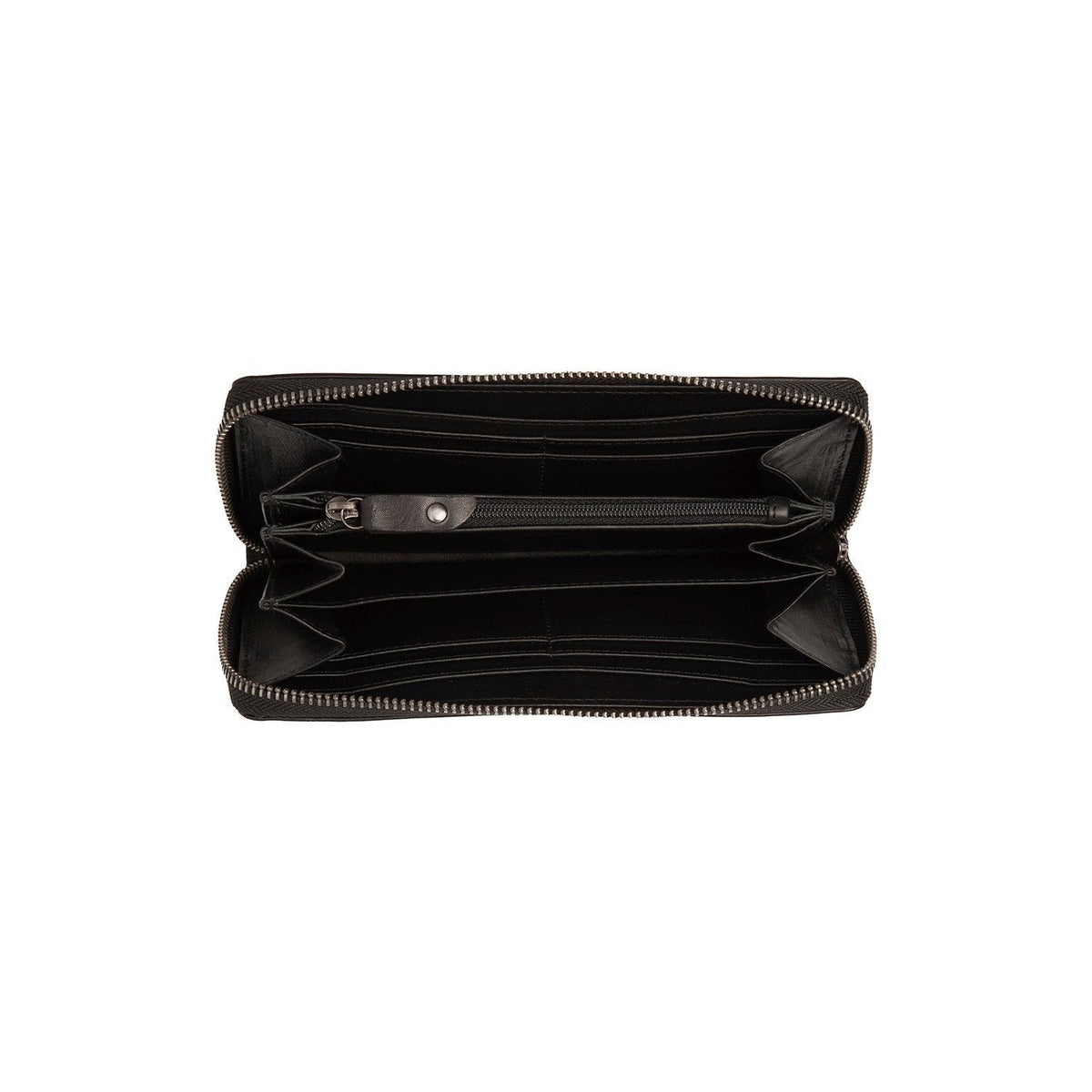 
Solid Antique Brass Hardware & Heavy-Duty Dual Zipper Detail on Livorno Læderpung