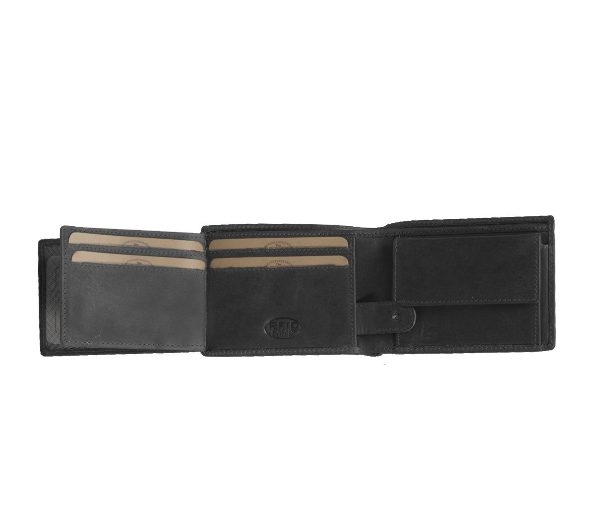 
Solid Antique Brass Hardware & Heavy-Duty Dual Zipper Detail on Marvin Læderpung