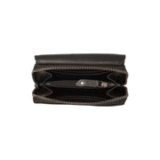Solid Antique Brass Hardware &amp; Heavy-Duty Dual Zipper Detail on Salviano Full-Grain Leather Wallet til Kvinder
