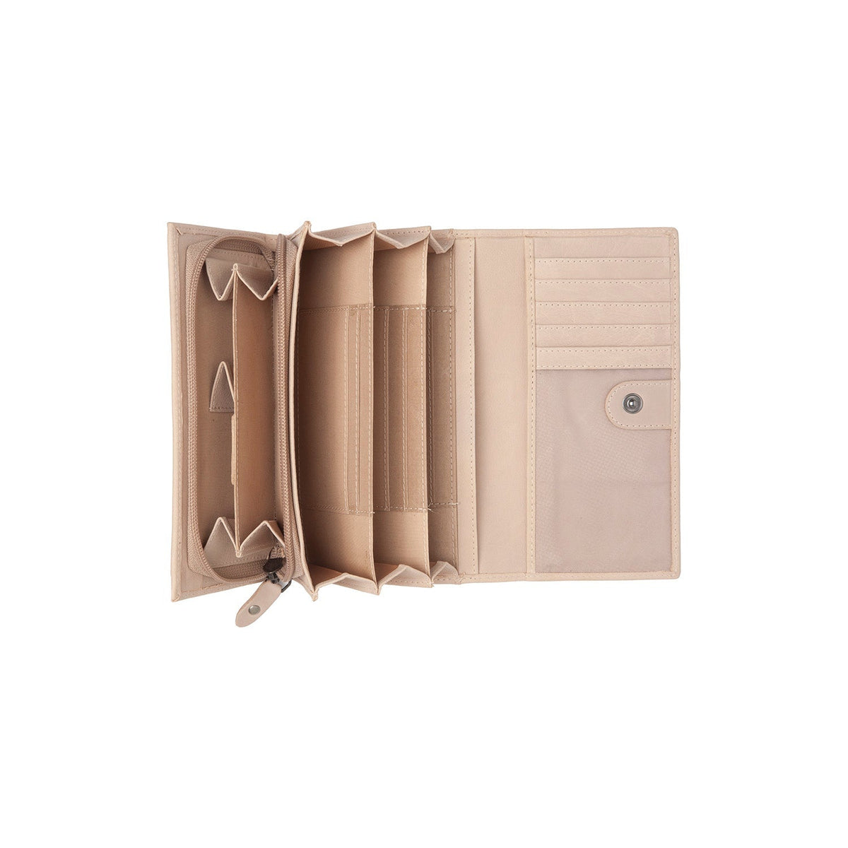 Valetta Full-Grain Leather Wallet til Kvinder - Structured Side Profile Showing Gusset Depth &amp; Expansion Capacity