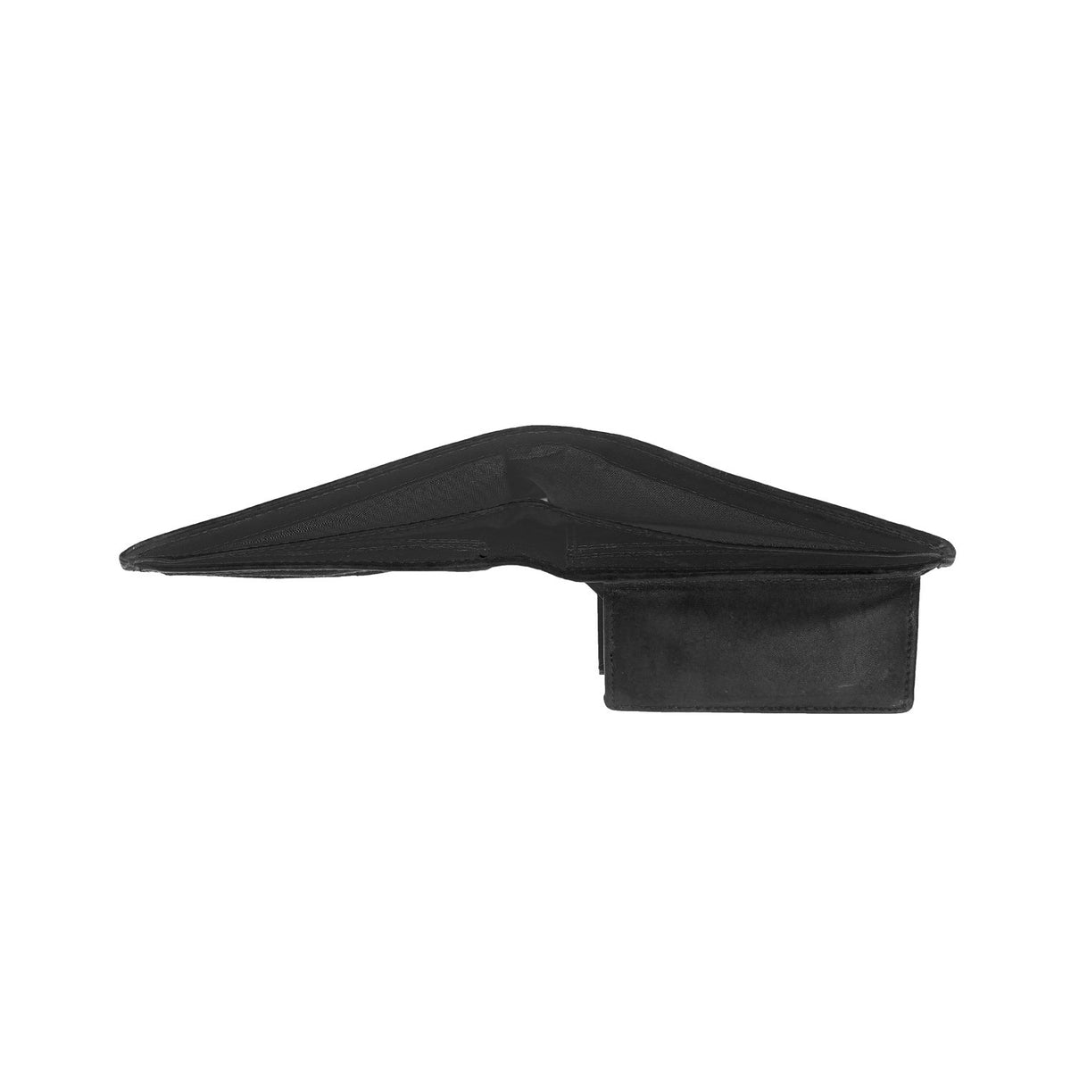 Walid Full-Grain Leather Wallet til Mænd - Structured Side Profile Showing Gusset Depth &amp; Expansion Capacity