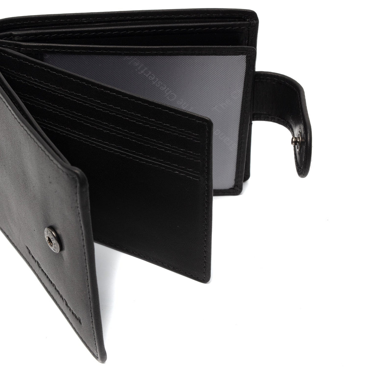 Yamba Full-Grain Leather Wallet til Mænd - Structured Side Profile Showing Gusset Depth &amp; Expansion Capacity