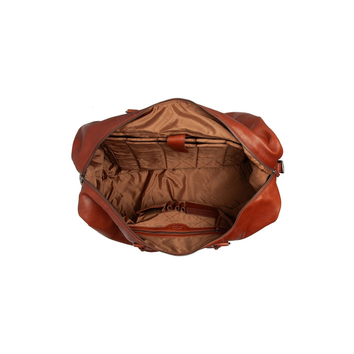 Solid Antique Brass Hardware &amp; Heavy-Duty Dual Zipper Detail on Cavoli Full-Grain Leather Weekender Bag til Kvinder