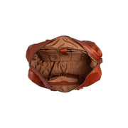 Solid Antique Brass Hardware &amp; Heavy-Duty Dual Zipper Detail on Cavoli Full-Grain Leather Weekender Bag til Kvinder
