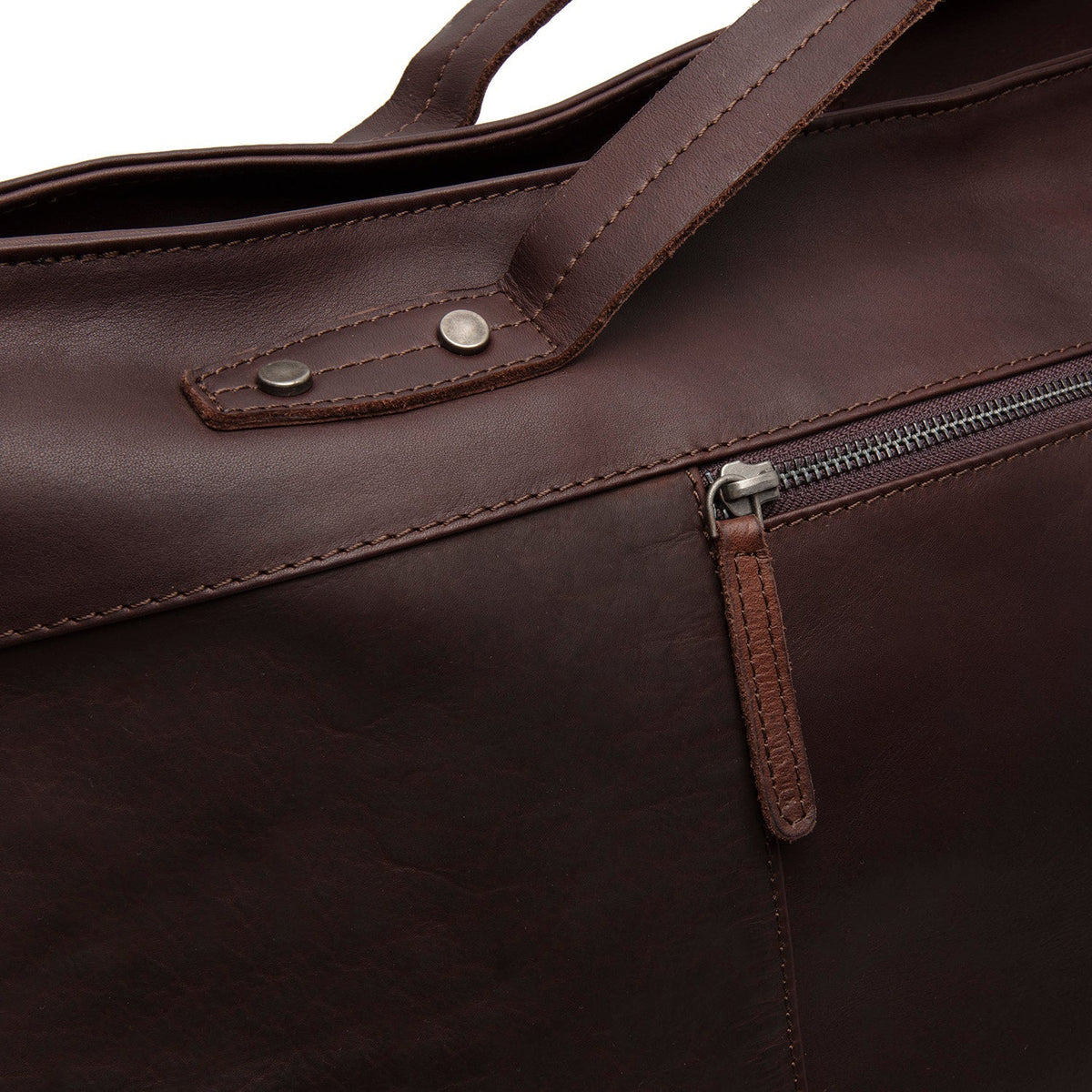 Brown Leather Weekender Bag Mark, detail view 1