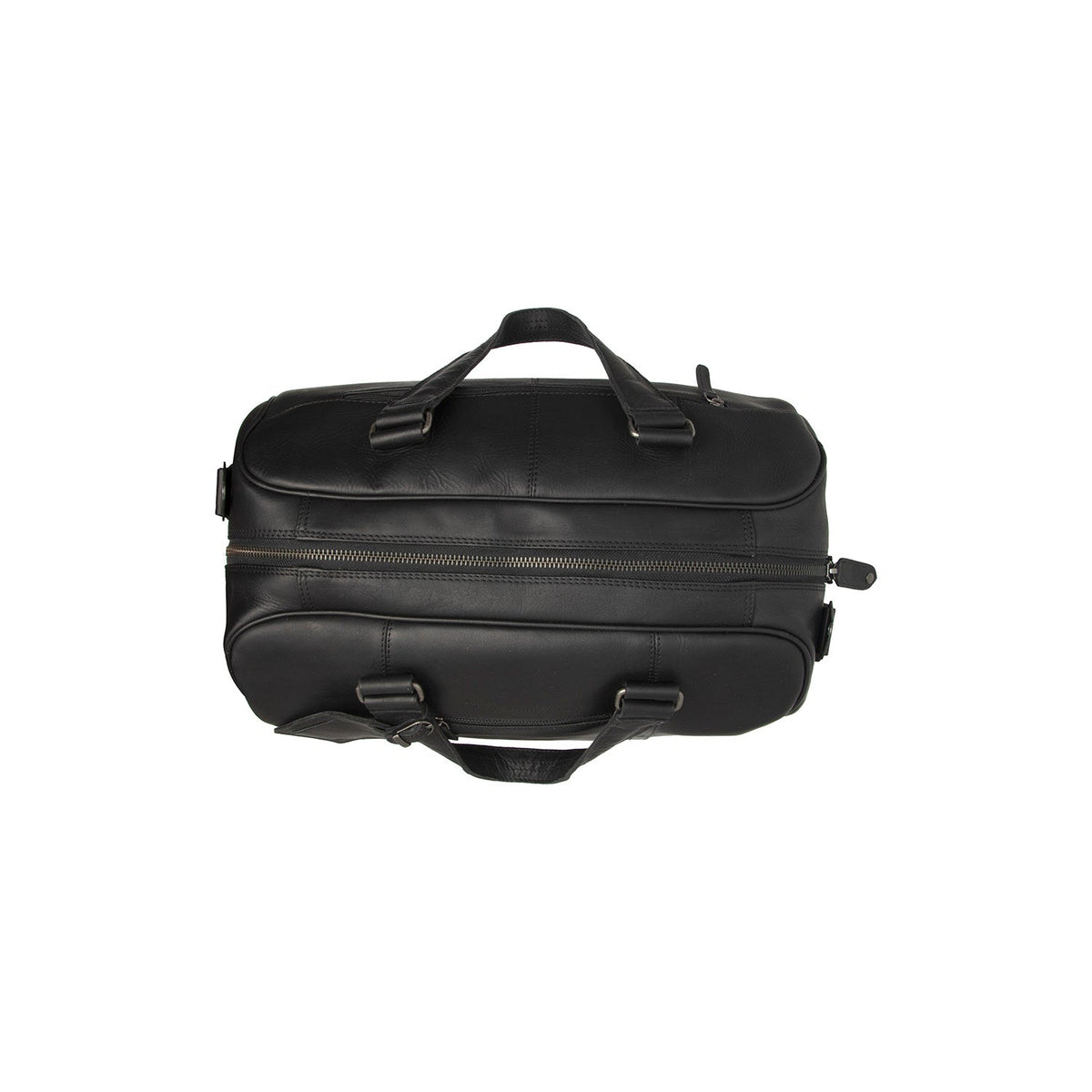 Solid Antique Brass Hardware &amp; Heavy-Duty Dual Zipper Detail on Volenza Full-Grain Leather Weekender Bag til Kvinder