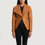 
Lee Lysebrun Brun Læderblazer til Damer in Tan Brown Sheepskin Leather - Forfra med skræddersyet silhuet | Køb online