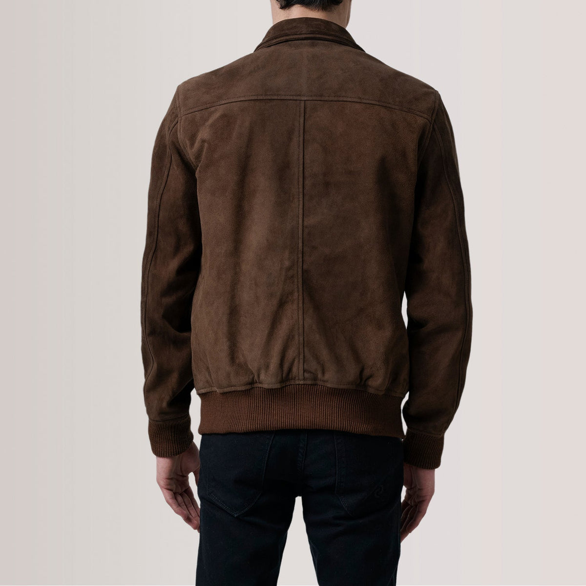 Lester Brun Suede Læder Bomberjakke til Mænd – alternate product view 5