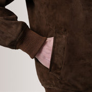 Lester Brun Suede Læder Bomberjakke til Mænd – alternate product view 6