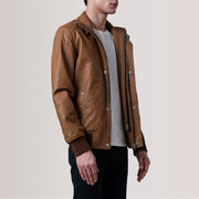 Lester Brun Suede Læder Bomberjakke til Mænd – alternate product view 3