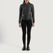 Luna Hooded Læder Bomberjakke til Kvinder – alternate product view 3