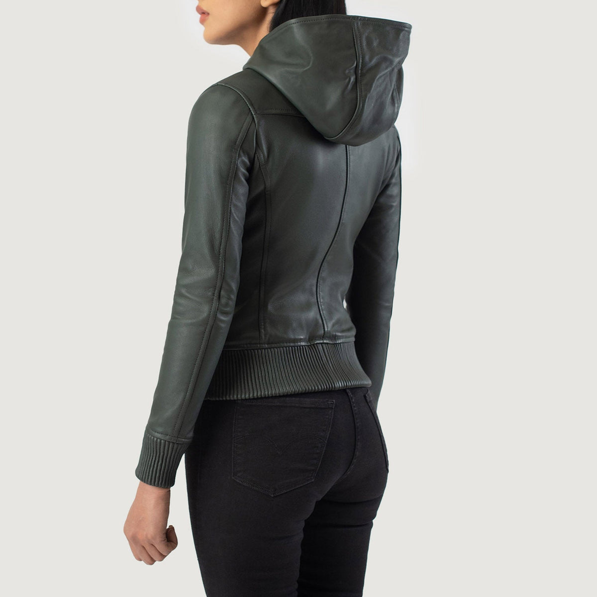 Luna Hooded Læder Bomberjakke til Kvinder – alternate product view 5