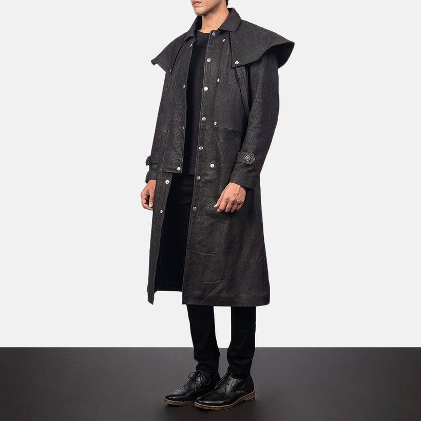 Maverick Sort Leather Duster til Mænd