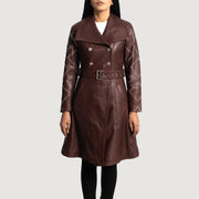 Women's Missoni Maroon Leather Trench Coat til Kvinder in Maroon Sheepskin Leather - Front Profile View &amp; Tailored Silhouette | Buy Online