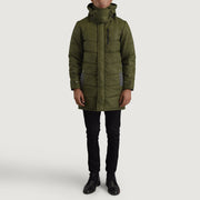 
Moore Grøn Hooded Parka til Mænd - Sideprofil med ergonomisk ærmesnit