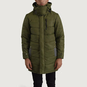 
Nærbillede of Classic Collar & Zipper With Snap Button Placket Hardware on Moore Grøn Hooded Parka til Mænd
