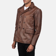 
Brown Cowhide leather Blazer - Bagfra med tilpassede skuldre og ren kant