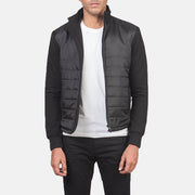 
Nashville Quiltet Sort Windbreaker Læderjakke til Mænd in Black Polyester (Torso) &Amp; Knitted Fabric (Sleeves) - Forfra med skræddersyet silhuet | Køb online