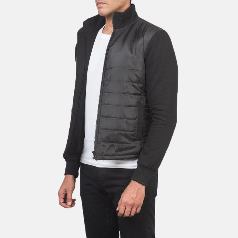 Nashville Quilted Sort Windbreaker Læderjakke til Mænd