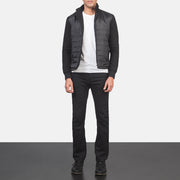 
Nashville Quiltet Sort Windbreaker Læderjakke til Mænd - Sideprofil med ergonomisk ærmesnit